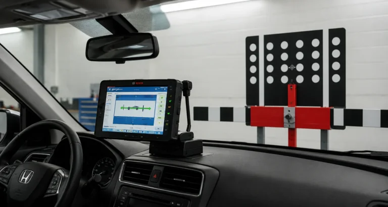Honda having an ADAS calibtration after a windscreen replacement.