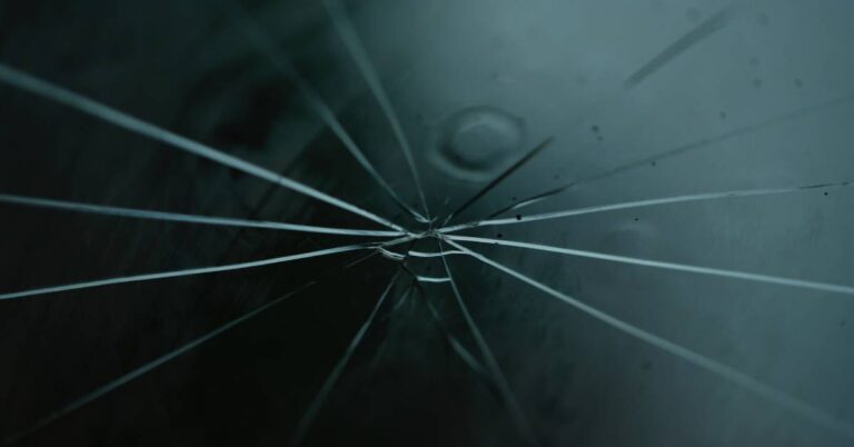 Close up of Mercedes cracked glass before replacement