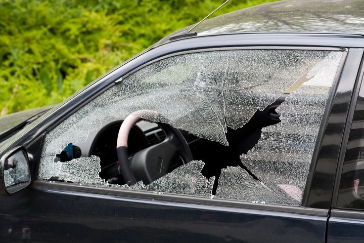 Mazda Broken Side Window Glass Before Replacement